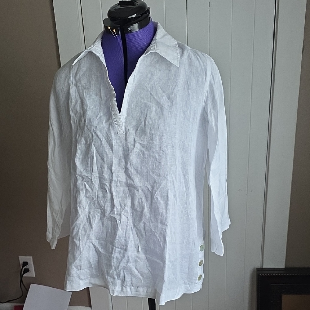 St. Tropez White Linen Top
